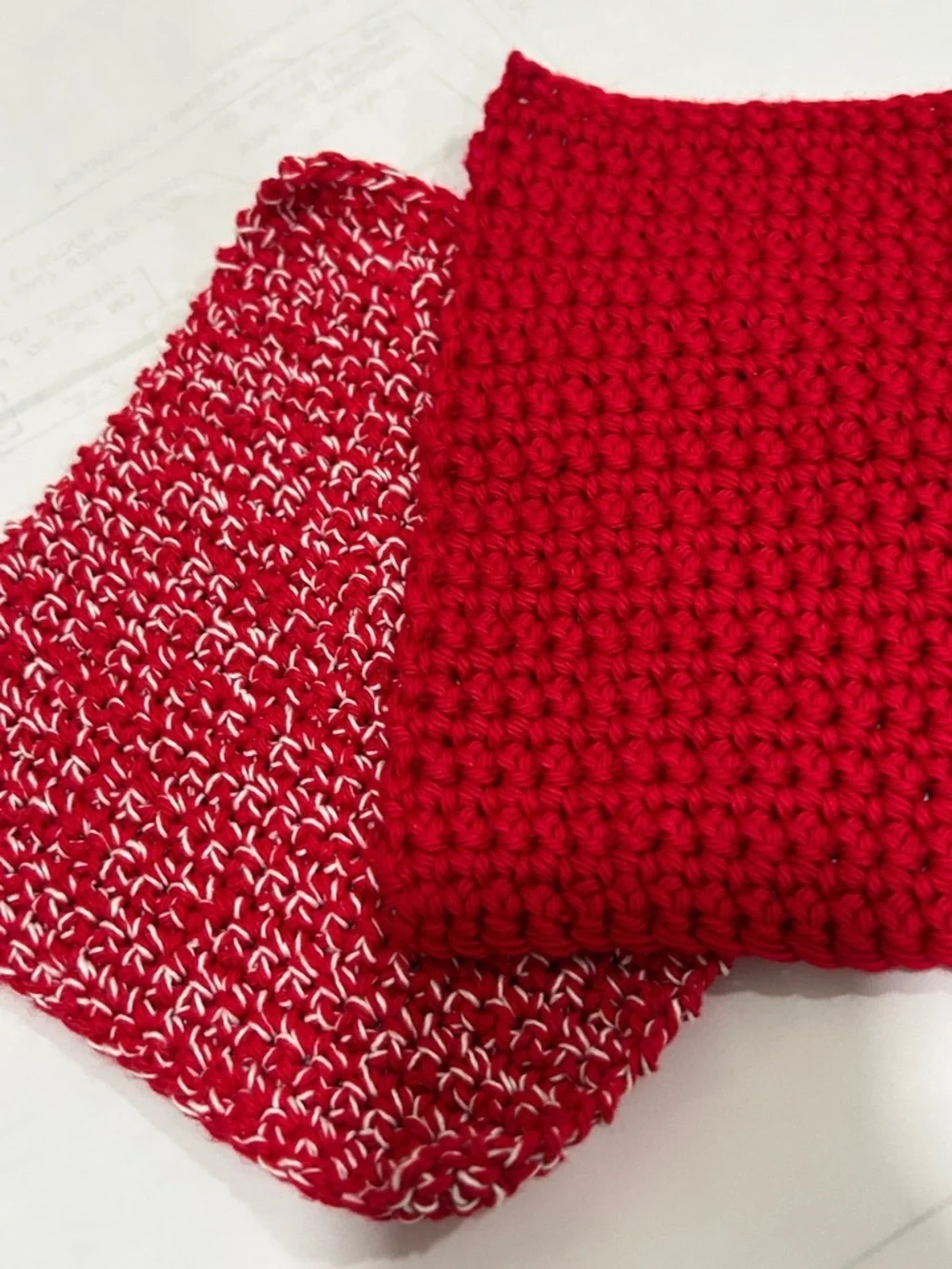 Handmade Chunky Red Crochet Dishcloths - Set of 2